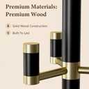 Solid Wood Freestanding Coat Rack with 6 Gold Metal Hooks, Heavy-Duty Freestanding Coat Stand for Coats, Hats, and Bags, Coat Racks for Bedroom, Entryway, and Living Room (Black)