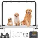Dog Grooming Table Arm - Adjustable Height & Width, Heavy Duty Dog Grooming Station with 4-Piece Scissors Comb Set, Includes Adjustable Hammock & 2 No-Sit Haunch Holders for Dogs & Cats