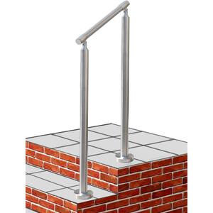 Outdoor Small 1-2 Step Handrail, DIY 2" OD 304 Stainless Steel Transitional Hand Rails with Installation Kit,Silver Porch Stair Railing for Concrete Brick or Wooden Steps, 21 x 36 in