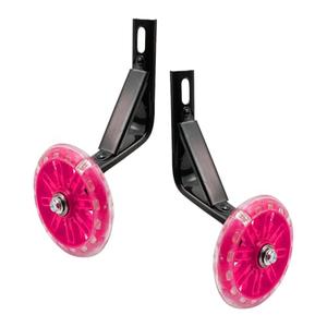 Tsnamay Pair of Bicycle Auxiliary Wheel Children's Bicycles Accessories for 12" 14" 16",Flash Wheels Training Wheels,Pink 16"