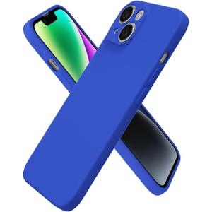 Oakxco for iPhone 14 Plus Case Silicone, Ultra Slim Thin Phone Case for Women Girls, Plain Solid Color Minimalist Aesthetic Cute Girly Design, Soft Rubber Gel TPU with Camera Cover, Royal Blue