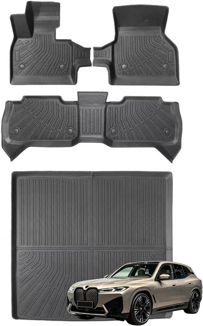 Joruoo-Floor Mats & Cargo Liner for 2022-2026 BMW IX, All-Weather Heavy Duty TPE Floor Liners Full Coverage Automotive for IX Accessories