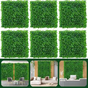 10PCS Grass Wall, 10"x10" Faux Hedge Panels, Greenery Wall Panel, Artificial Boxwood Panel, Grass Backdrop Panels for Outdoor Indoor Garden Yard Fence Backyard Decor