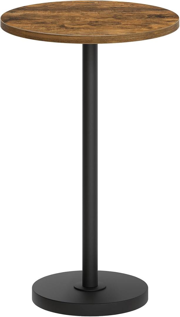 Round Side End Table for Small Spaces, Pedestal Style Martini Drink Side Table in Living Room, Bedroom, Dormitory, Rustic Brown and Black ET30BR