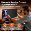 Magnetic Monitor Privacy Screen 24 inch for Frameless/Thin Bezel Computer 16:9 Aspect Ratio, Hanging Anti Blue Light Shield Eye Protection, 24in Removable Anti-Impact Privacy Protector Film