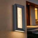 Tarentlight Modern 15in LED Outdoor or Indoor Wall Light with Cast Art Glass,Integrated LED 18.5W 3000K,IP65 Waterproof,Aluminum Extrusions in Textured Black,Wall Mount for Patio, Entryway, Garage, 15 inches x 6.1 inches x 2.4 inches