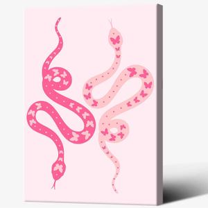 Pink fashion college style snake poster simple pink wall decoration suitable for boys and girls room living room bedroom dormitory office classroom and other decorations 12x16in Unframed