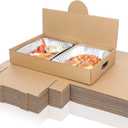 35 Pack Pop-up Catering Box 22 x 13.5 x 3.5 Inch Kraft Corrugated Full Pan Catering Box Secure Stackable Food Delivery Container Bakery Storage Boxes for Party Theaters Stadiums