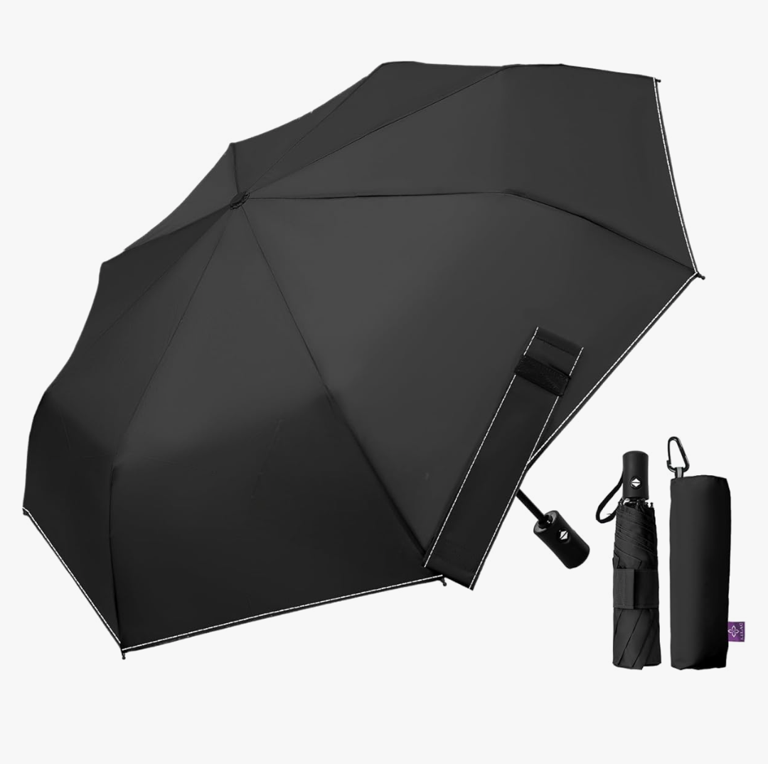 Compact Travel Windproof Umbrella, 43" Black