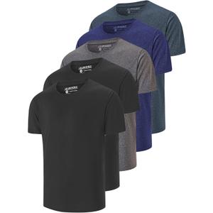 5 Pack Men's Dry Fit T Shirts Athletic Running Gym Workout Short Sleeve Tee Shirts for Men (X-Large)