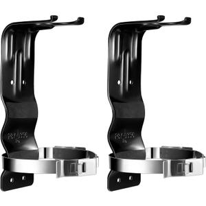 Therwen 2 Pack Fire Extinguisher Bracket 5 lb Wall Mount Stainless Steel Extinguisher Holder for Home Truck Vehicle (Black)