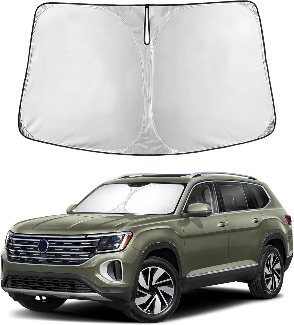EcoNour Windshield Sunshade Compatible for Volkswagen VW Atlas 2018-2023 2024 2025 2026, Sun Visor for Front Windshield & Window Sun Shade Cover, UV Heat Blocker & Protector, Car Accessories