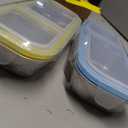 2Pack Stainless Steel Snack Containers for Kids Adults, Reusable 2 Compartment Snackle Box Container with Leakproof Lids Metal Bento Lunch Boxs Food Storage Containers for Travel Picnics Office School, 2 Compartment Blue Yellow