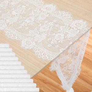 cobee 12 Pcs White Lace Table Runners, 14 x 120 Inch Rustic Embroidered Boho Table Runner Vintage Floral Wedding Decoration for Bridal Shower Vintage Party Decor