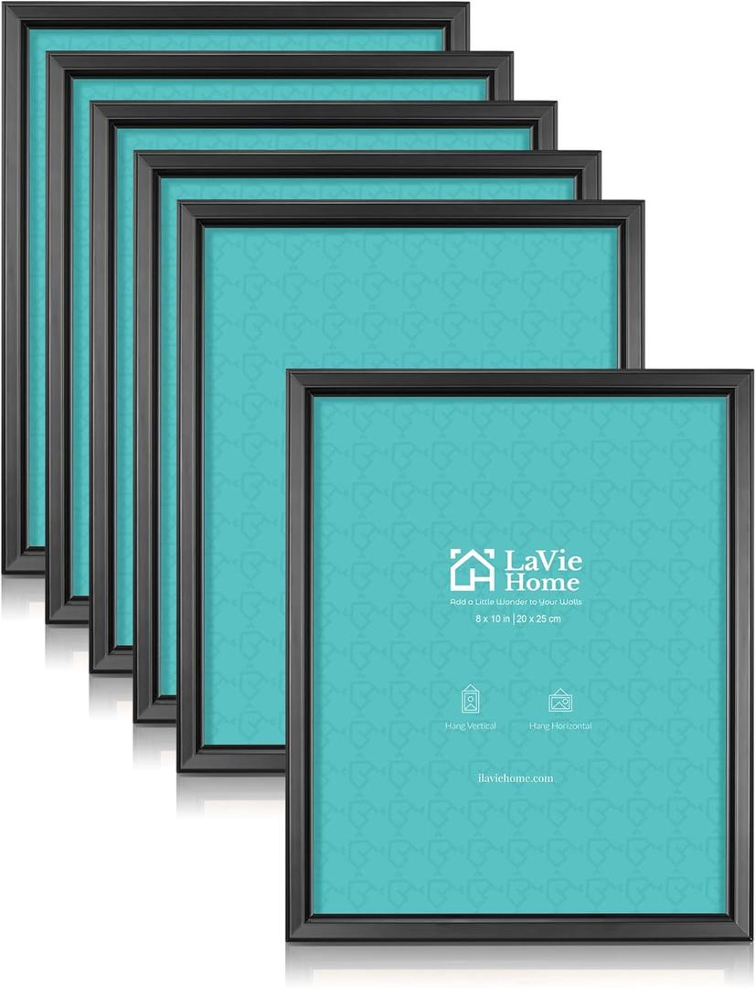 LaVie Home 8x10 Picture Frames (6 Pack, Black) Simple Designed Photo Frame with High Definition Glass for Wall Mount & Table Top Display, Set of 6 Classic Collection