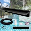 Pool Fountain Stainless Steel Pond Waterfall Spillway Kits for Indoor/Outdoor Decorative, 24 Inches Black Pool Water Feature for Garden Patio, Backyard Koi Pond Decor(No LED Light) (24"x8"x4")
