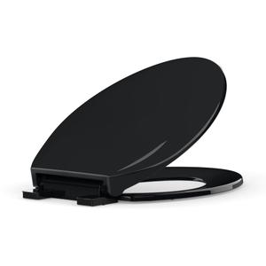 Toilet Seat, Elongated Fit, Soft Close Lid, Slow Close Noiseless Design, American Standard Compatible,Black