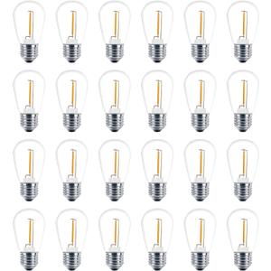 Meconard 24 Pack LED S14 Replacement Light Bulbs, Shatterproof Outdoor 1 Watt to Replace 11Watts String Incandescent Bulb, E26 Regular Medium Screw Base, 2200K Warm White, Non-Dimmable