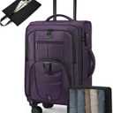 LOVEVOOK Carry On Luggage Airline Approved, Suitcases with Spinner Wheels, Softside Carry-on Luggage with TSA Lock for Men Women Business Trip, Lightweight Large Capacity Luggage for Travel, Purple
