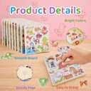 8 x Wooden Puzzles for Toddlers 1-3, 8 Pack Peg Puzzles for Kids with Animals, Dinosaurs, Fruits, Vegetables, Educational Preschool Learning Toys, Birthday Gifts for Boys, Girls