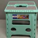 ACKO Folding Step Stool 13 Inch Stool Heavy Duty Plastic Foldable Step Stools for Kids, Stepping Stool with Handle, Suitable for Kitchen Hold Up to 300 LB (Teal 1PC)