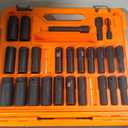 Klein Tools 65123HD KNECT Deep-Well Impact Socket Set, 1/2-Inch Drive, SAE and Metric, 28-Piece Tool Set, 1/4-Inch Impact Driver, Wrench Extensions, Color-Coded, Removable Socket Organizer