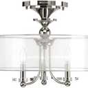 Progress Lighting Marche' Collection Three-Light Semi-Flush Convertible, Medium, Close-to-Ceiling, Nickel