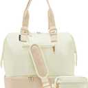 Weekender Bags for Women, Large Travel Duffel Bag with Shoes Compartment, Carry On Overnight Tote Bags with Toiletry Bag (30L, 30L-Beige)