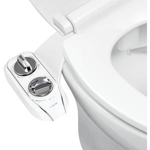 LUXE Bidet NEO 185 Plus - Dual Nozzle, Non-Electric Bidet Attachment for Toilet Seat, Patented Slide-In Install, 360 Self-Clean, EZ-Lift to Clean, Feminine & Rear Wash (Chrome)
