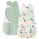 2 x ZIGJOY Sleep Sack Swaddle 1.0 Tog Baby Wearable Blanket 100% Cotton Baby Swaddle Blanket for Newborns 0-6 Months Green&Tropical Rainforest