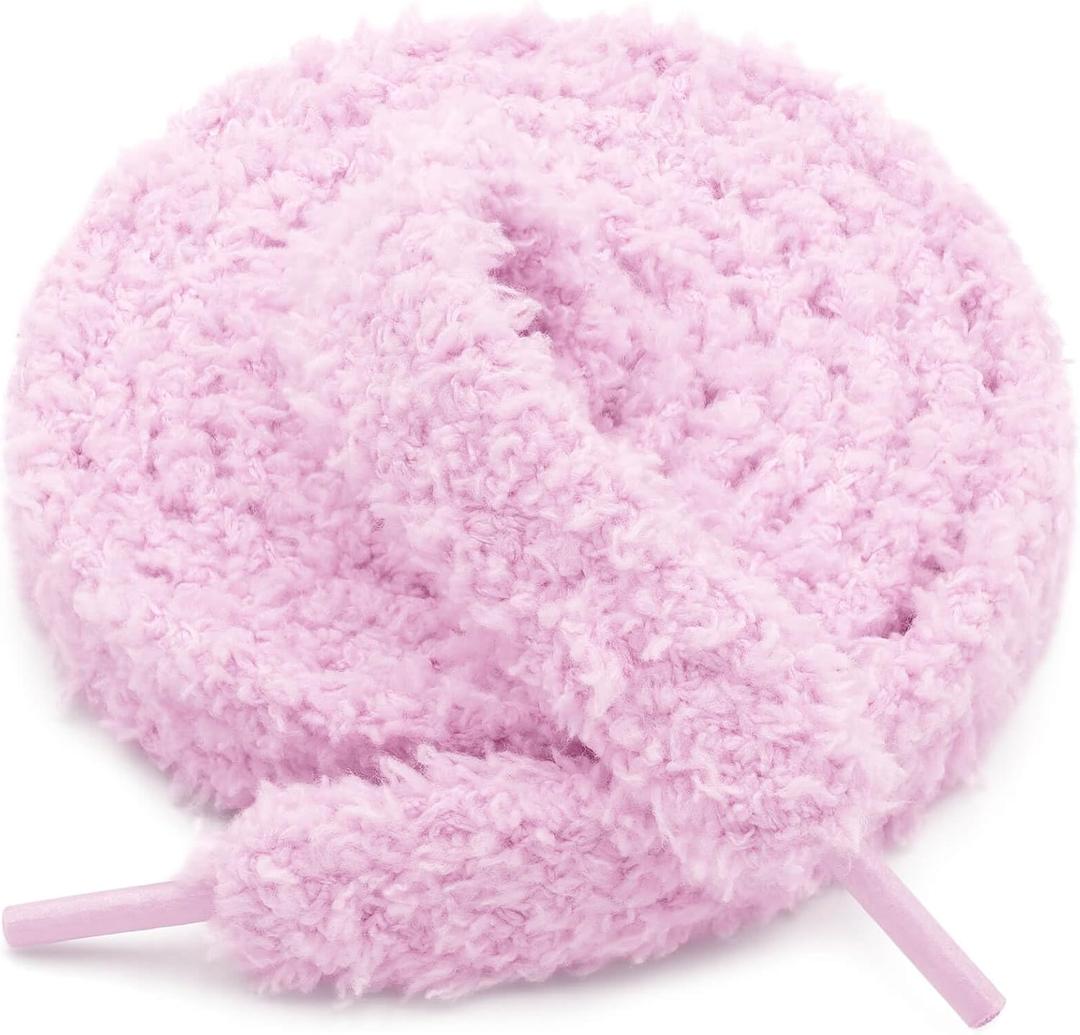 Soft Flat Fuzzy Shoelaces: Furry Shoe Laces for Sneakers 1 Pair | Extra Wide, Thick Shoestrings