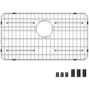 Stainless Steel Sink Grid and Protectors for Bottom of Kitchen Sink, 26" x 14" with Rear Drain for Single Sink Bowl (26" X 14 1/16")