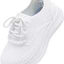 BMCiTYBM Toddler Boys Girls Slip On Shoes Comfortable Walking Sneakers Mesh Oxford Casual Dress Shoes School Uniform Loafers (White)
