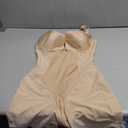 SHAPELLX Strapless Shapewear for Women Deep Plunge Corset Tummy Control Backless Bodysuit Mid Thigh Full Body Shaper (Beige, L)