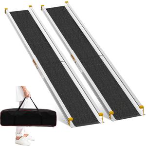 6FT Adjustable Wheelchair Ramp Telescoping Ramps for Wheelchairs Portable Wheelchair Ramps for Steps Home Threshold Doorways with Storage Bag 600 LBS Capacity Aluminum Ramps