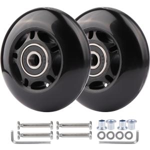 2-Pack PU Luggage Suitcase Replacement Wheels Repair Kit w/ABEC-7 Bearings and 6mm Axles for Trolley Carry-on Roller Travel Bag (70 * 24mm)