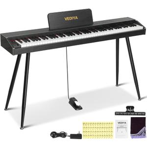 Digital Piano Keyboard 88 key,Semi-Weighted Electric Piano,Full Size Acoustic Piano for Beginners with,Pedal, USB-MIDI Compatibility (Black)