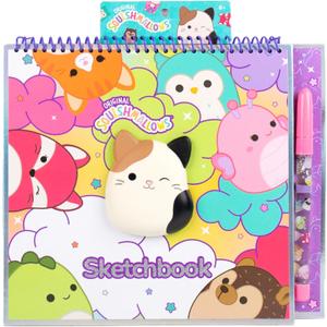 Original Squishmallows Sketchbook, Over 20 Stationery Supplies, Features Squishmallows Scrapbook Stickers, Cam The Cat Fidget Toy, Drawing Paper, Great Kids Craft, Coloring Books for Kids Ages 4-8