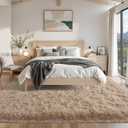 5x8 Living Room Rugs Fluffy Neutral Beige Area Rug,Modern Plush Non-Slip Soft Bedroom Shag Carpet for Book Room Office,Coffee Stain Resistant