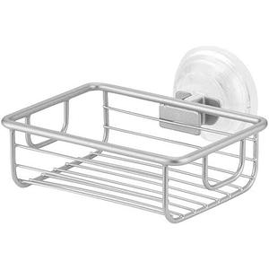 InterDesign Classico Bathroom Shower Suction Soap Dish, Silver