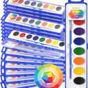 Shuttle Art 24 Pack Watercolor Paint Set, 8 Colors with Paint Brushes & Color Wheels, Washable for Kids & Adults, Suitable for Classroom, Parties, Kindergarten & Art Activities