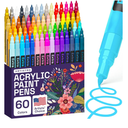 ARTISTRO 60 Acrylic Paint Pens, Art Set Acrylic Paint Markers, Fabric Markers for Textile, Canvas, Rock, Glass, Wood, Paper, Pumpkin, DIY, Paint Markers for Kids and Adults