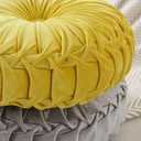 MOJUN Velvet Throw Pillow - Round, Pleated, Filled - Home Decorative Pillow for Couch, Chair, Bed, Car, Floor (Yellow, 14inch)