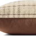 Loloi Chris Loves Julia Vinnie Collection PCJ0037 Ivory/Brown 18'' x 18'' Cover Only Pillow