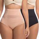 2 PCS Thong Shapewear with Tummy Control for Women, High Waisted Body Shaper Underwear Seamless Shapewear (L)