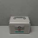 Medicine Lock Box for Safe Medication - 10 x 6 x 6.7 Inches - Lockable Storage Box for Drugs, First Aid Kit Empty, Lock Boxes with Key for Home/Outdoor (Silver/Small
