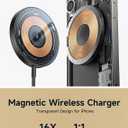 JSAUX Charger for iPhone 17 Magsafe Wireless Charging, Compatible with iPhone 17 Air Pro Max/16/15/14/13/12 Series, Magnetic Mag Safe Charging Pad, Aluminum Alloy, USB & USB C Dual Ports (Clear-Black)