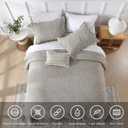 HORIMOTE HOME Beige Ruffled Quilt Queen Size, Stone-Washed Microfiber Lightweight Crinkled Farmhouse Rustic Shabby Chic Bedding Set, 3 Pieces Reversible Bedspread with Pillow Shams for All Season