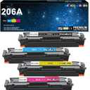 206A Toner Cartridges 4 Pack Works with HP Color Laserjet Pro MFP M283fdw,MFP M283cdw,M255dw,M255nw,M255,M282nw,M282,M283 Printers