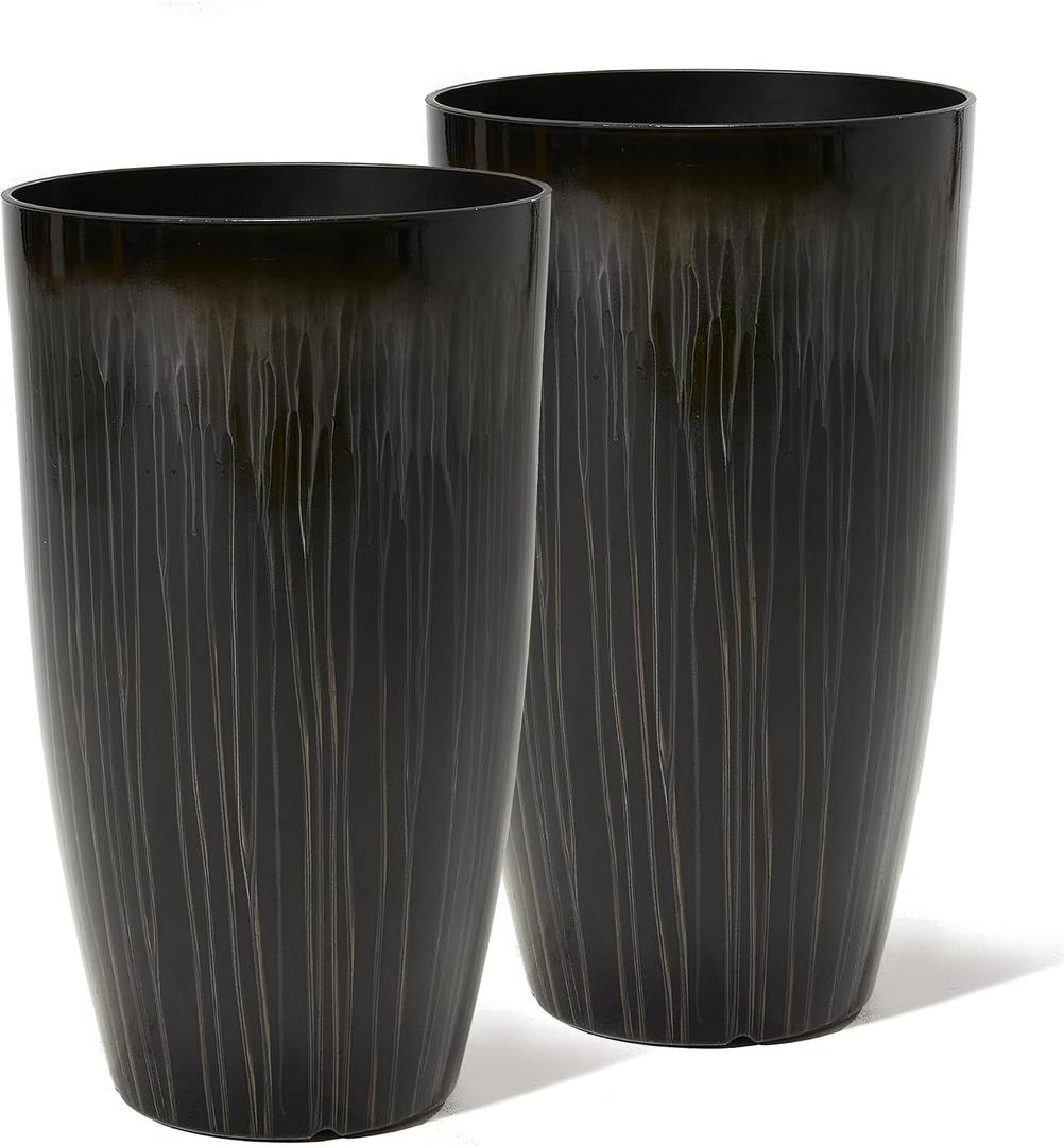 Worth 23.5" H. Tall Planters for Outdoor Plants, Large Black Plant Pots, 23.5" Height